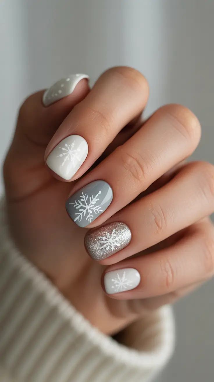 Trendy Winter Nail Ideas 2025-2026 + Cozy Knit Neutrals With Snowy White Accents