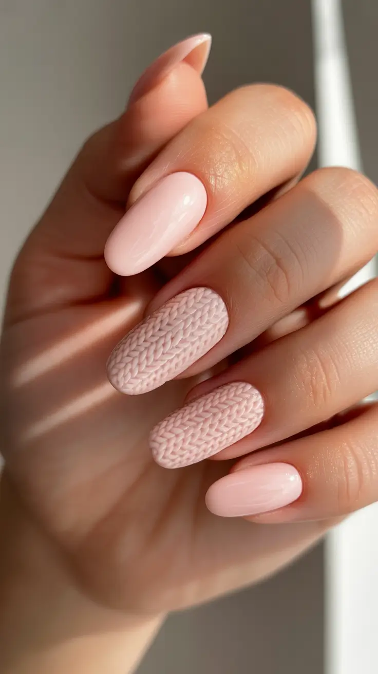 Best Winter Sweater Nail Ideas 2025-2026 - Rosy Almond Knit Duo