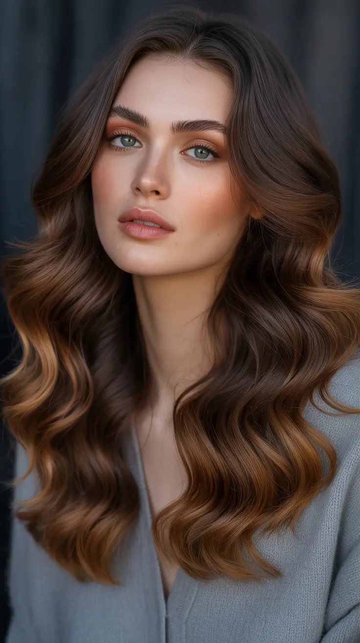 Warm auburn hair color 2026 with sunlit dimension - Brown Auburn Balayage With Soft Golden Ends