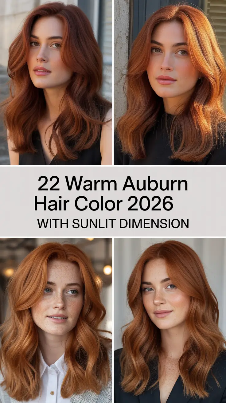 Warm Auburn Hair Color 2026 With Sunlit Dimension: Copper, Cinnamon And Soft Brown Brilliance