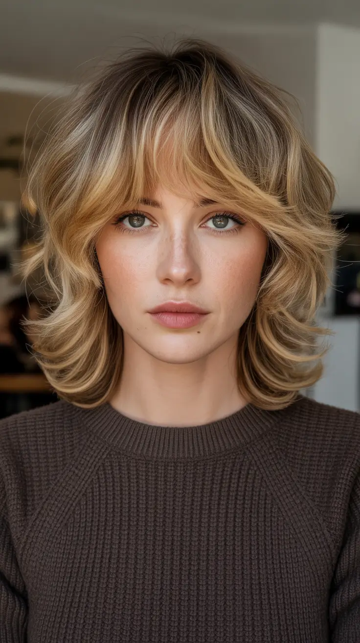 Blonde hair color 2026 Retro Inspired Short Honey Shag With Fringe