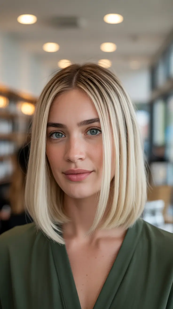 Blonde hair color 2026 Vanilla Glass Bob For Busy Days