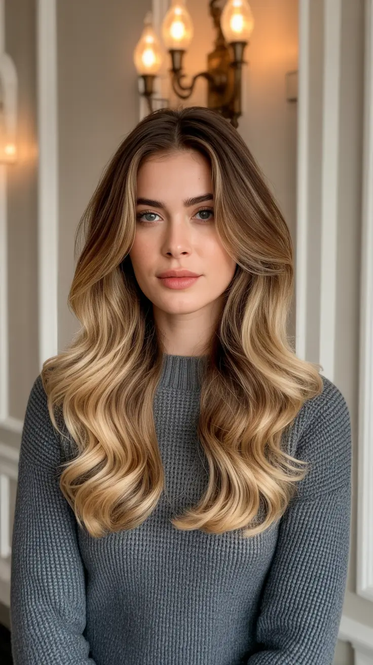 Blonde hair color 2026 - Melted Bronde Waves With Golden Ends