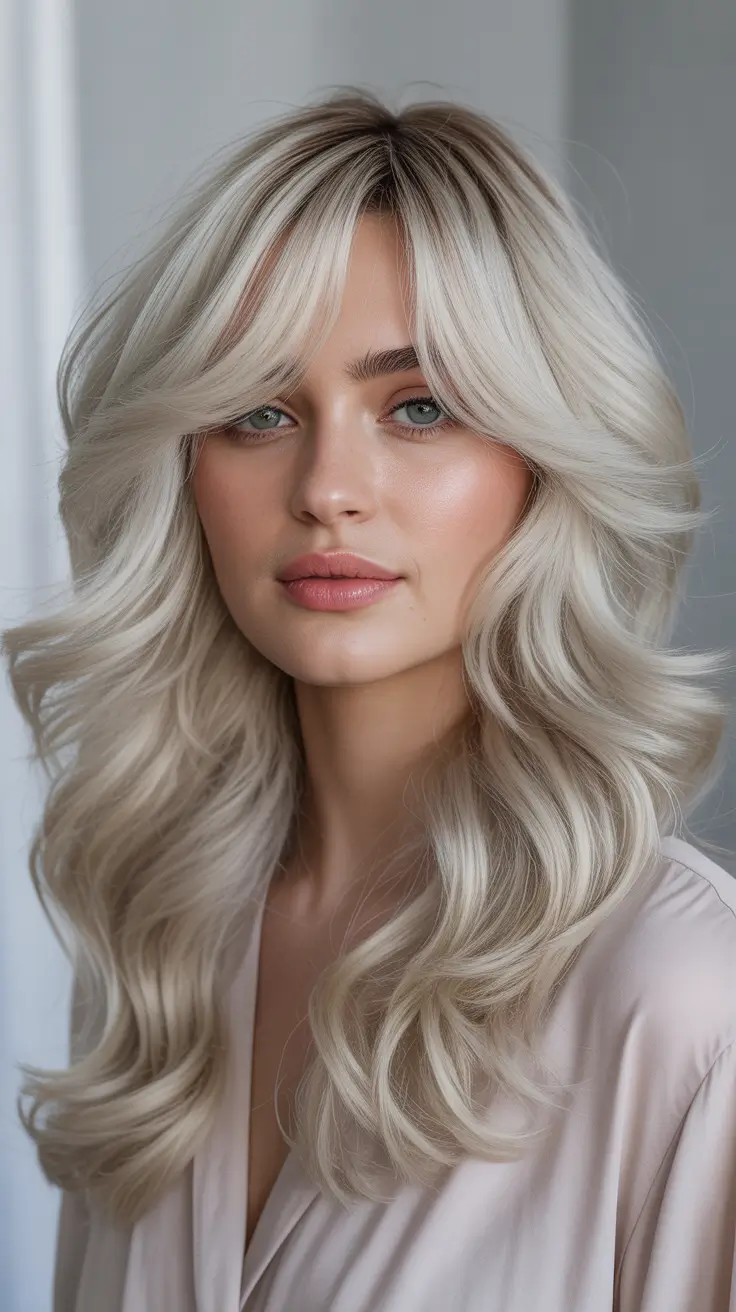 Blonde hair color 2026 Soft Platinum Curtain Waves For 2026