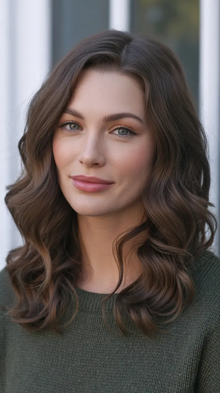 Cool Vs Warm Brown Hair Colors 2026 - Undertone Guide - Cool Espresso Lob With Soft Waves