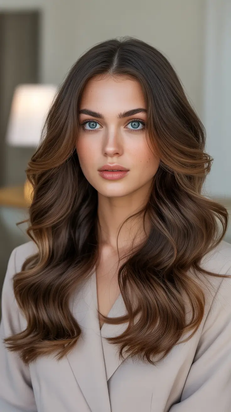 Cool vs warm brown hair colors 2026 undertone guide Rich Chocolate Waves With Soft Golden Ribbons
