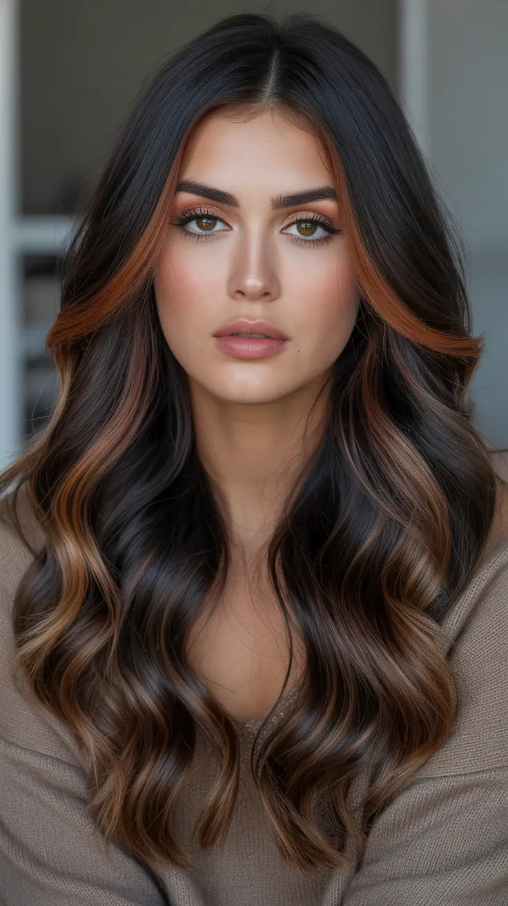 Cool-tone brunette hair color 2026 Soft Caramel Contour Waves