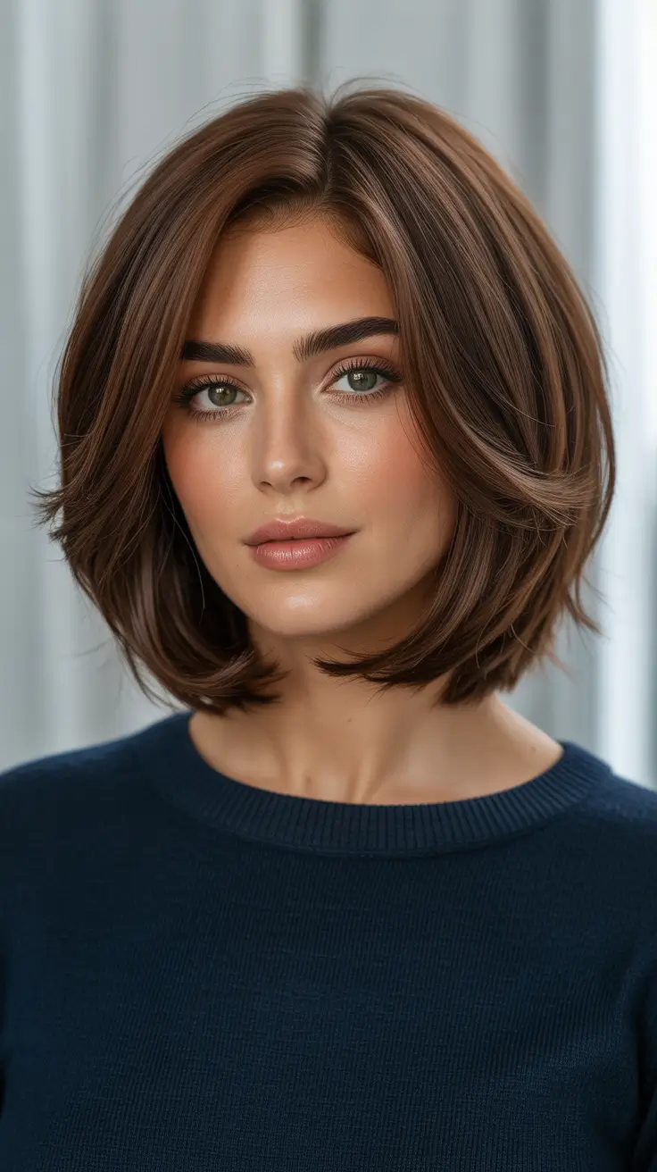 Cool-tone brunette hair color 2026 Polished Cool Brunette Bob