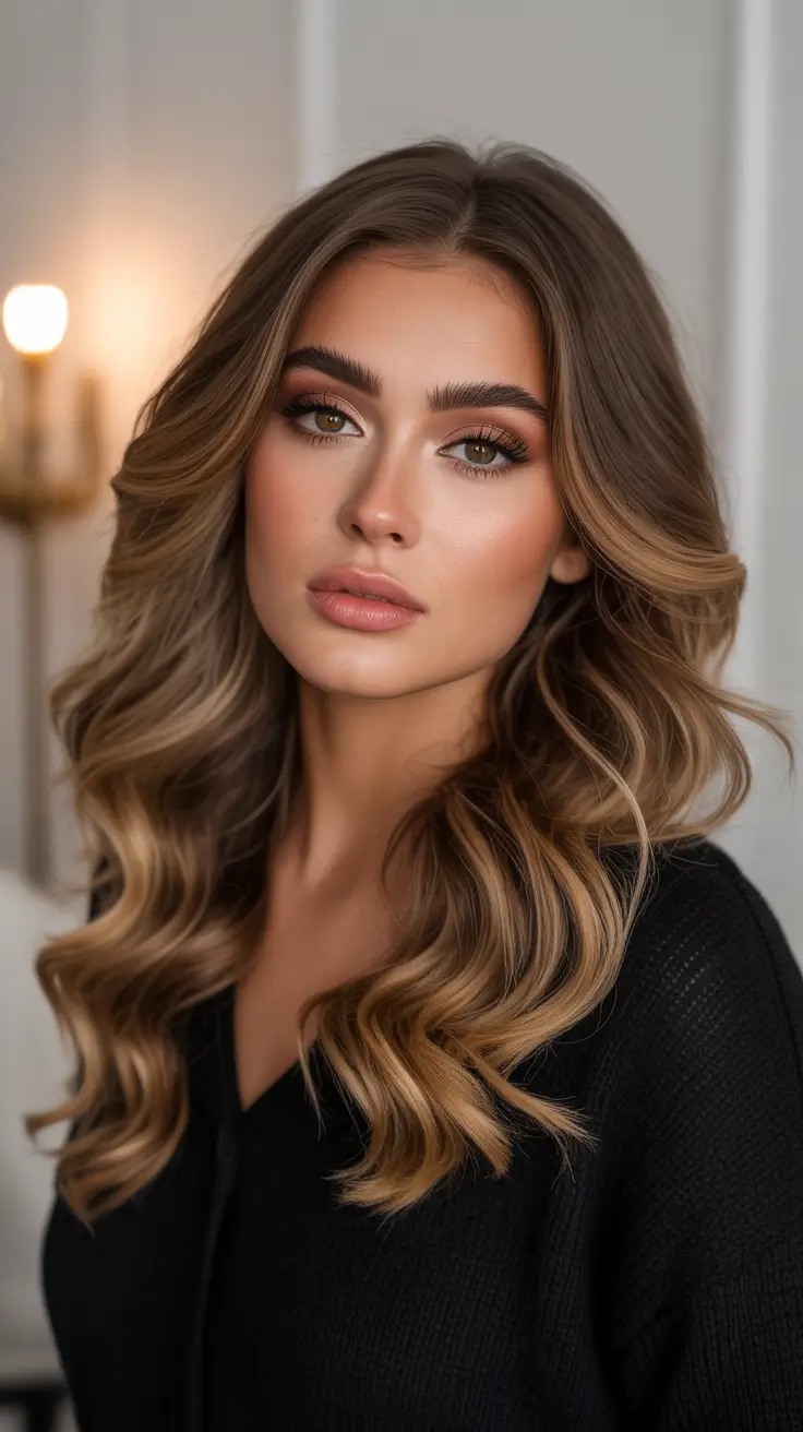 Cool-tone brunette hair color 2026 Summer Bronde Glam Waves