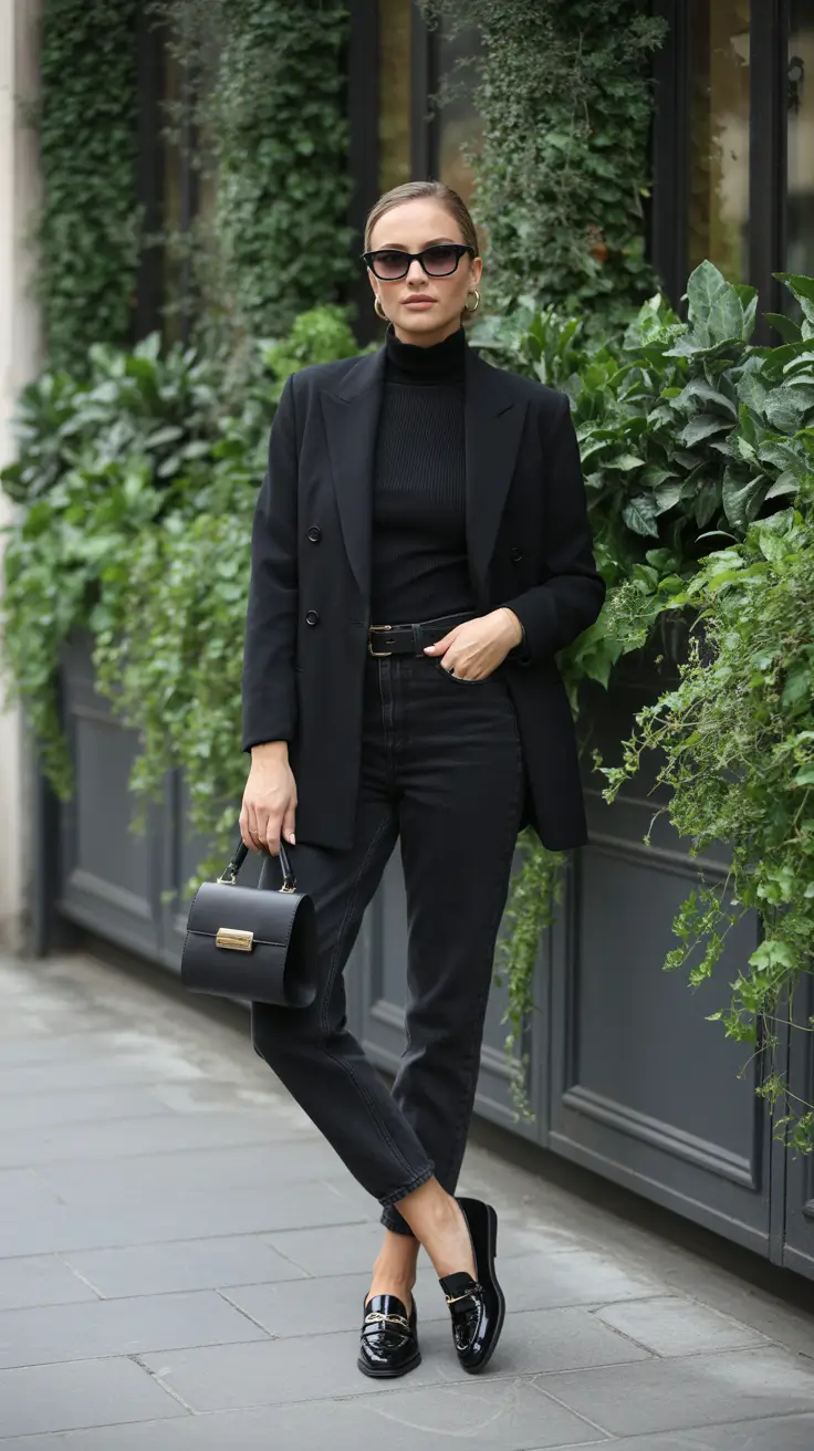 Capsule Wardrobe Outfit Ideas 2026 - Monochrome Black With Tailored Ease
