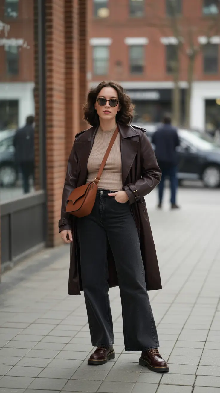 Capsule Wardrobe Outfit Ideas 2026 - Chocolate Trench And Ribbed Knit For Transitional Days