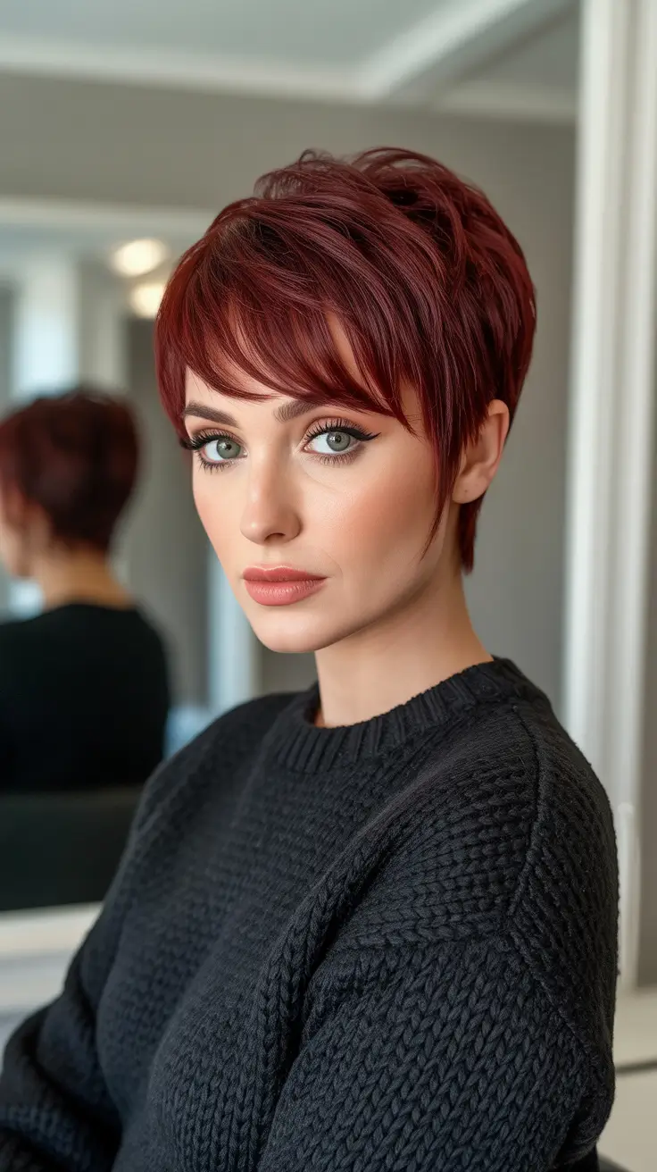 Deep cherry red hair color 2026 - Chic Cherry Pixie For Busy Weeks