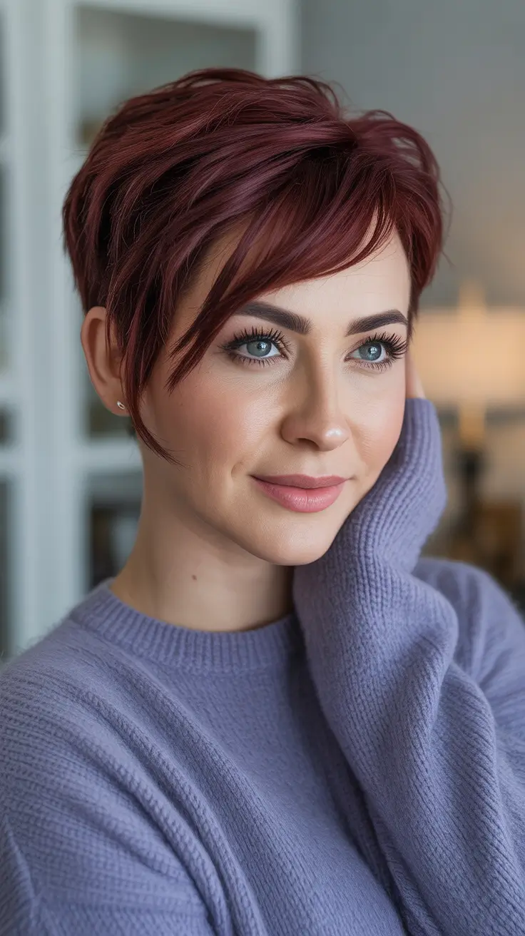 Deep cherry red hair color 2026 - Playful Cherry Crop With Soft Edges