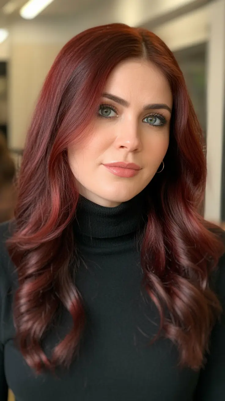 Deep cherry red hair color 2026 Deep Cherry Glam With Polished Length