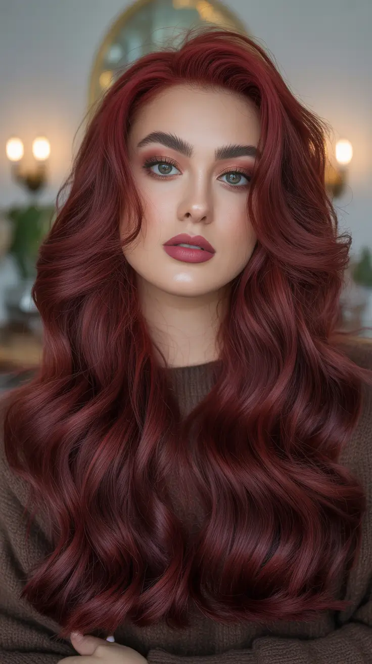Deep cherry red hair color 2026 Velvet Cherry Hollywood Volume