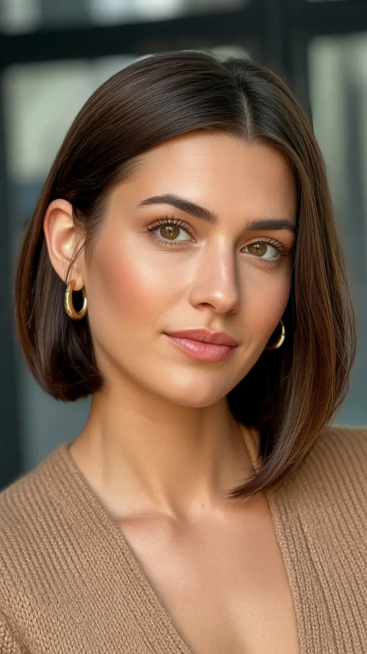 Rich Chocolate Brown Hair Color 2026 - Sleek Chin Length Chocolate Classic