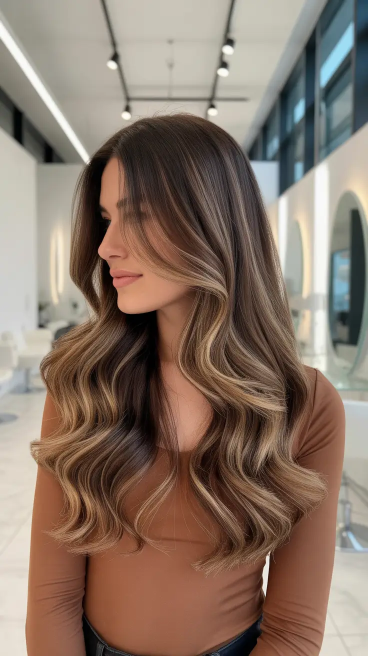 Rich Chocolate Brown Hair Color 2026 - High Contrast Face Framing Balayage