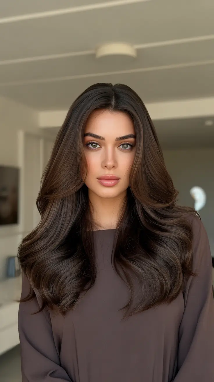 Rich Chocolate Brown Hair Color 2026 Glass-Like Deep Chocolate For Drama Lovers