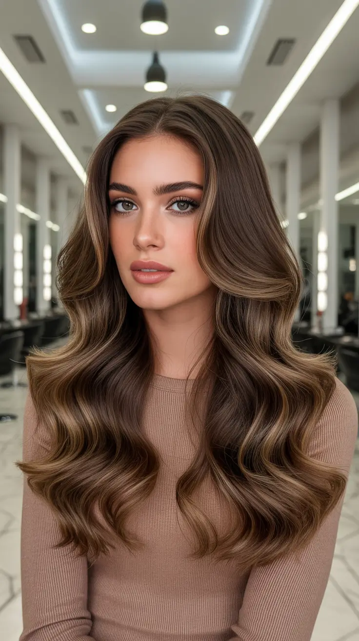 Rich Chocolate Brown Hair Color 2026 - Soft Hollywood Waves In Classic Chocolate
