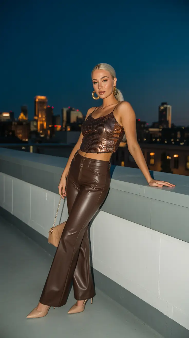 Trendy club outfits 2026 - Copper Shine With Chocolate Leather