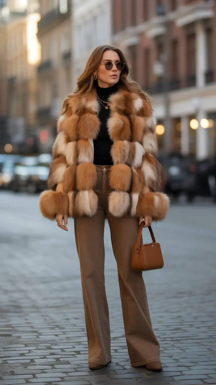 Stylish cold weather outfits 2026 - Caramel Shearling With Coffee-Tone Denim
