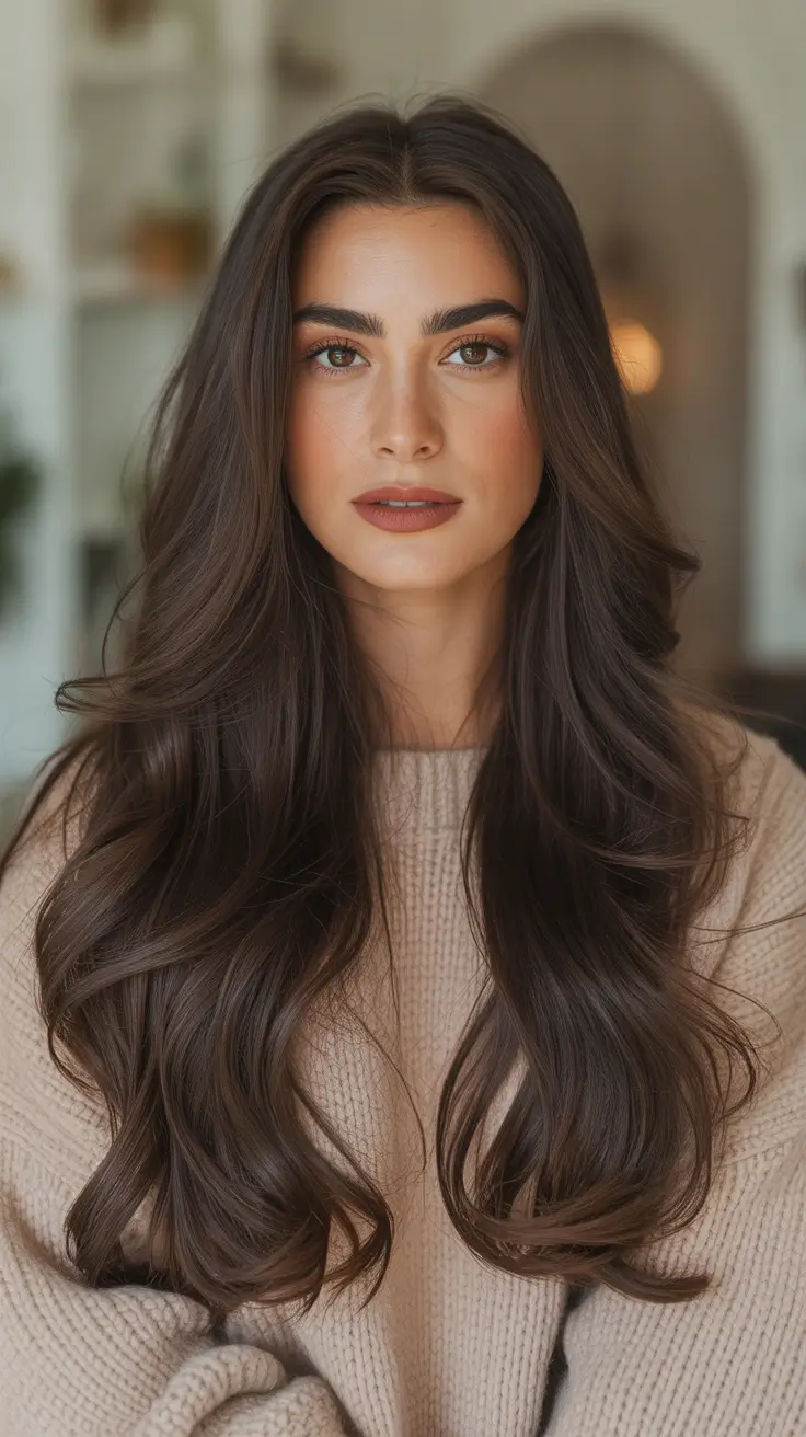 Cool Dark Brown Hair Color 2026 - Ultra Long Espresso Layers For Rich Shine