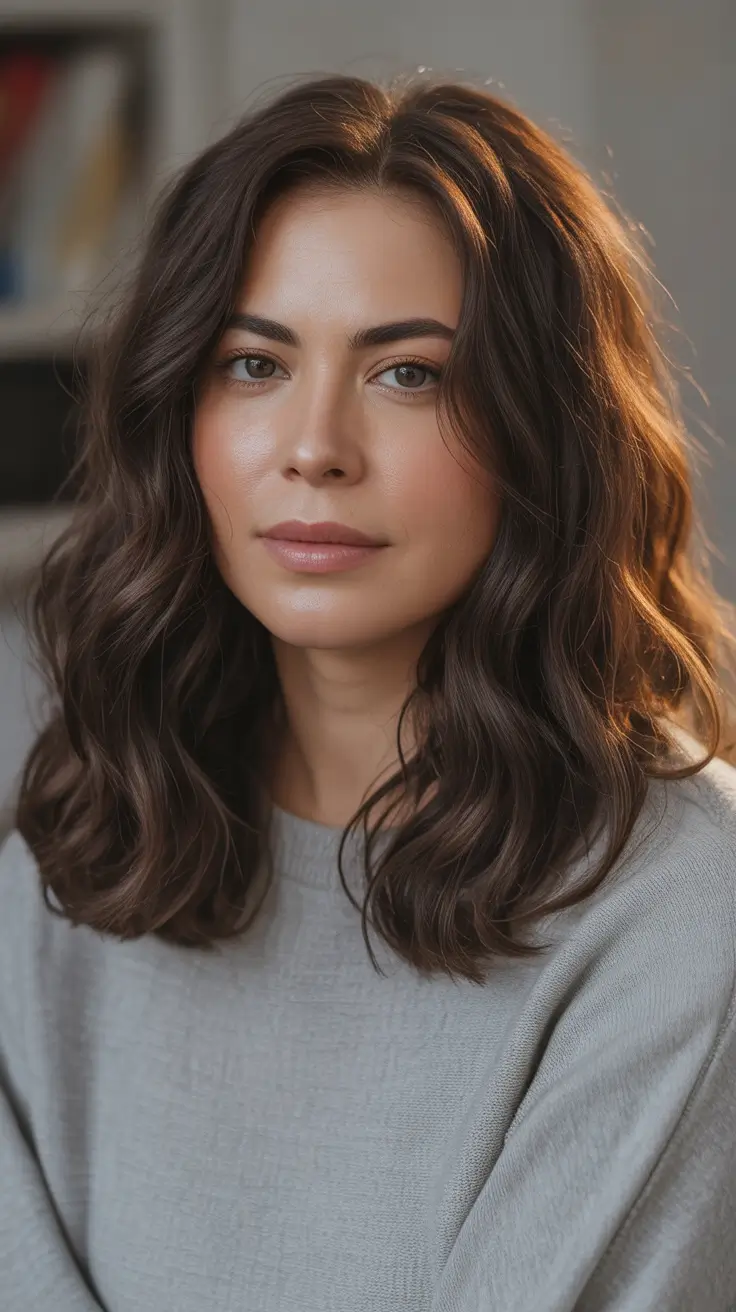 Cool dark brown hair color 2026 Soft Cool Chocolate Waves For Everyday