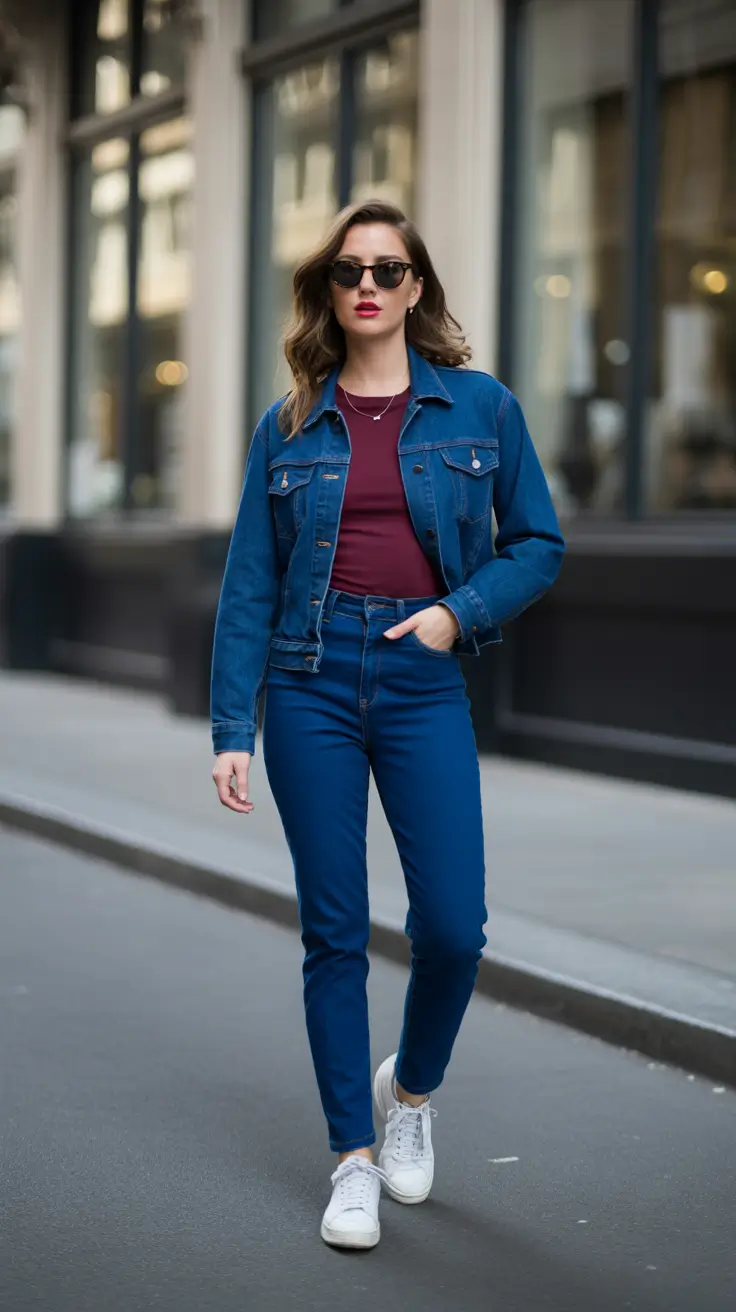 Casual everyday outfits 2026 - Denim Jacket Monochrome With A Rich Tee