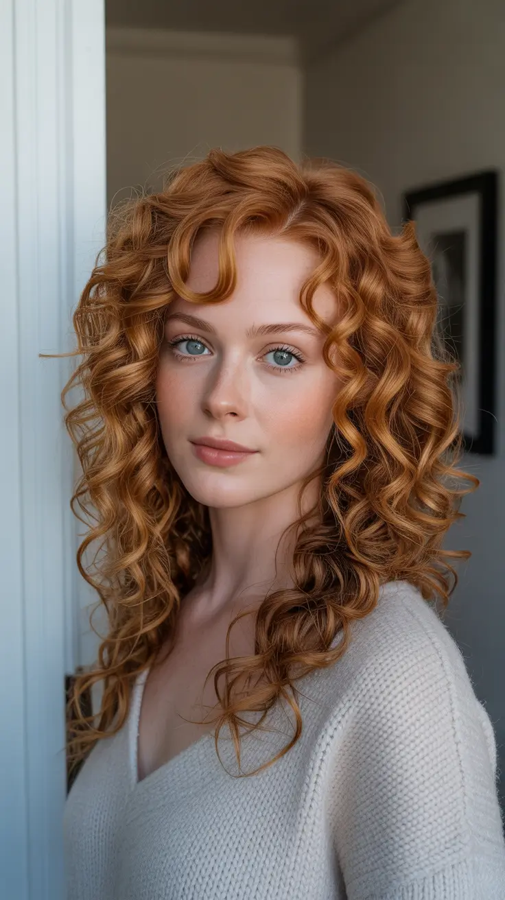 Natural-Looking Ginger Hair Color 2026 - Romantic Ginger Curls With Defined Volume