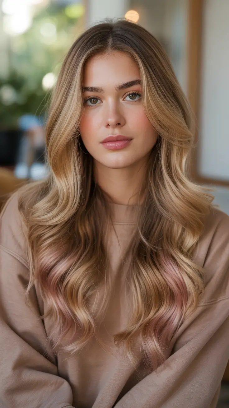 Fresh hair color ideas 2026 - Soft blonde with rosy melted ends