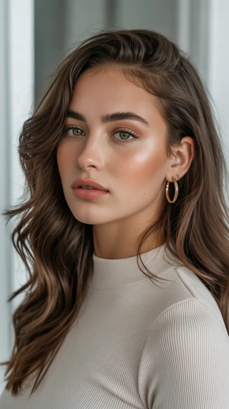 Fresh hair color ideas 2026 for an instant glow-up - Neutral cocoa brunette with lived-in waves