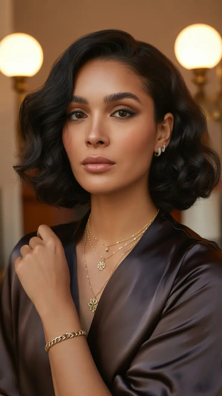 Fresh hair color ideas 2026 - Soft chocolate wave bob for subtle power energy