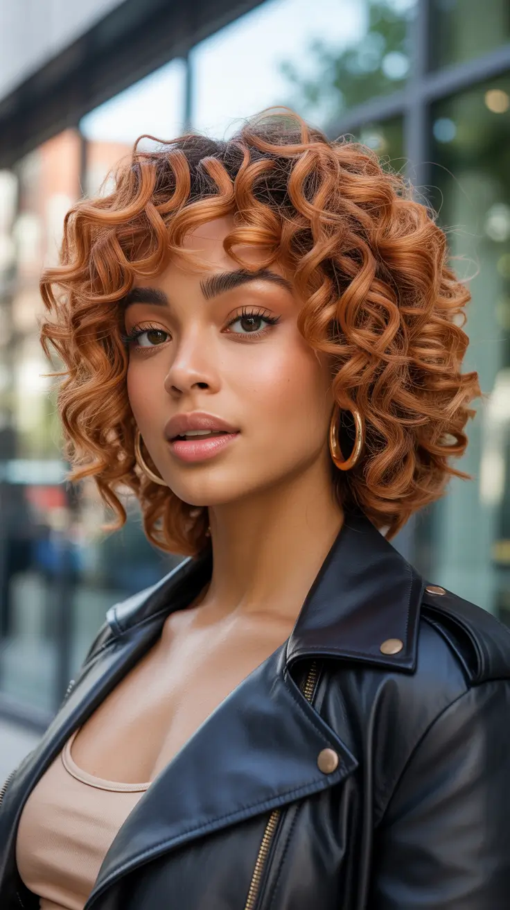 Cool hair color for brown skin 2026 Copper Curly Crop With Attitude