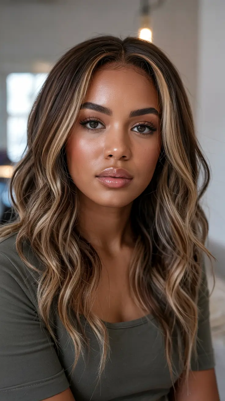 Cool hair color for brown skin 2026 Soft Bronde Beach Waves For Everyday Wear