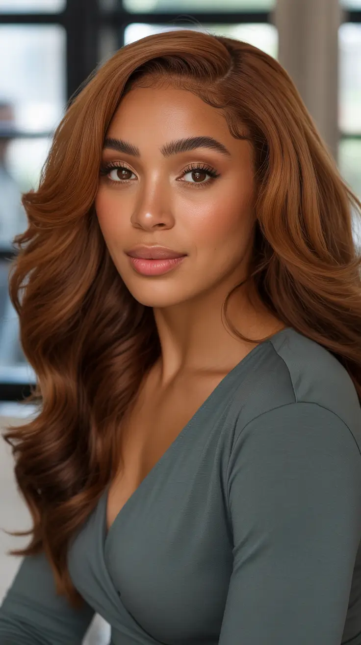 Best hair color for dark skin 2026 Soft Caramel S Waves For Year Round Glow