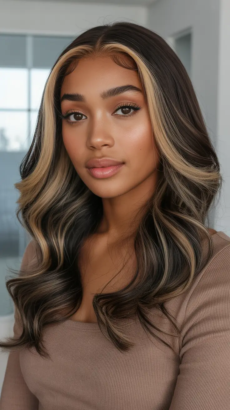 Best Hair Color For Dark Skin 2026 High-Contrast Money Piece For Modern Drama