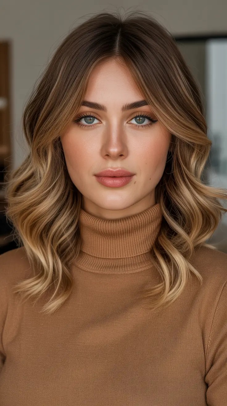 Best Hair Color For Tan Skin 2026 - Soft Vanilla Balayage With Face Framing Waves