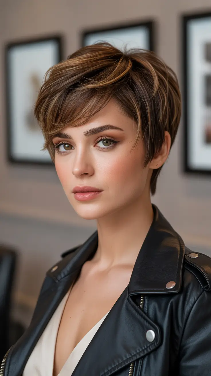 Smart hair color ideas 2026 for every skin tone - Caramel Pixie With Soft Chocolate Dimension