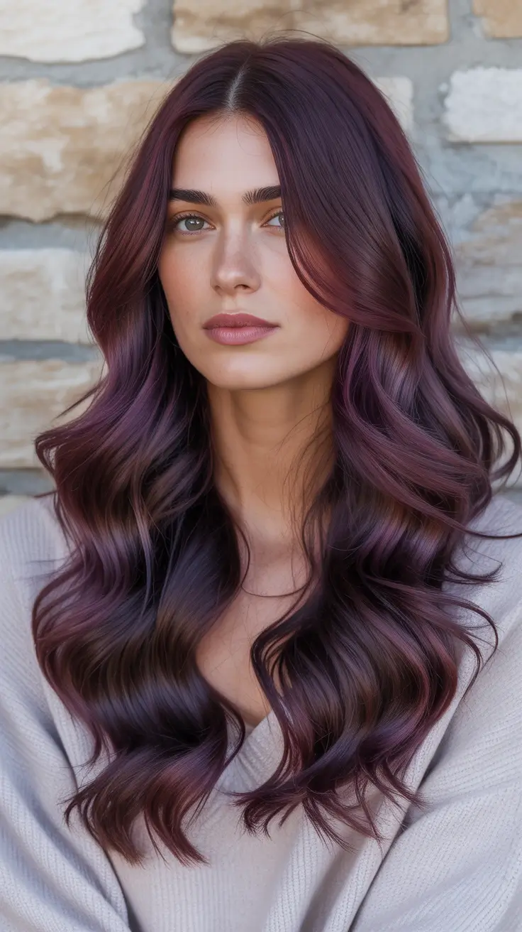 Best Hair Color For Light Skin 2026 Smoky Burgundy Waves For Light Skin