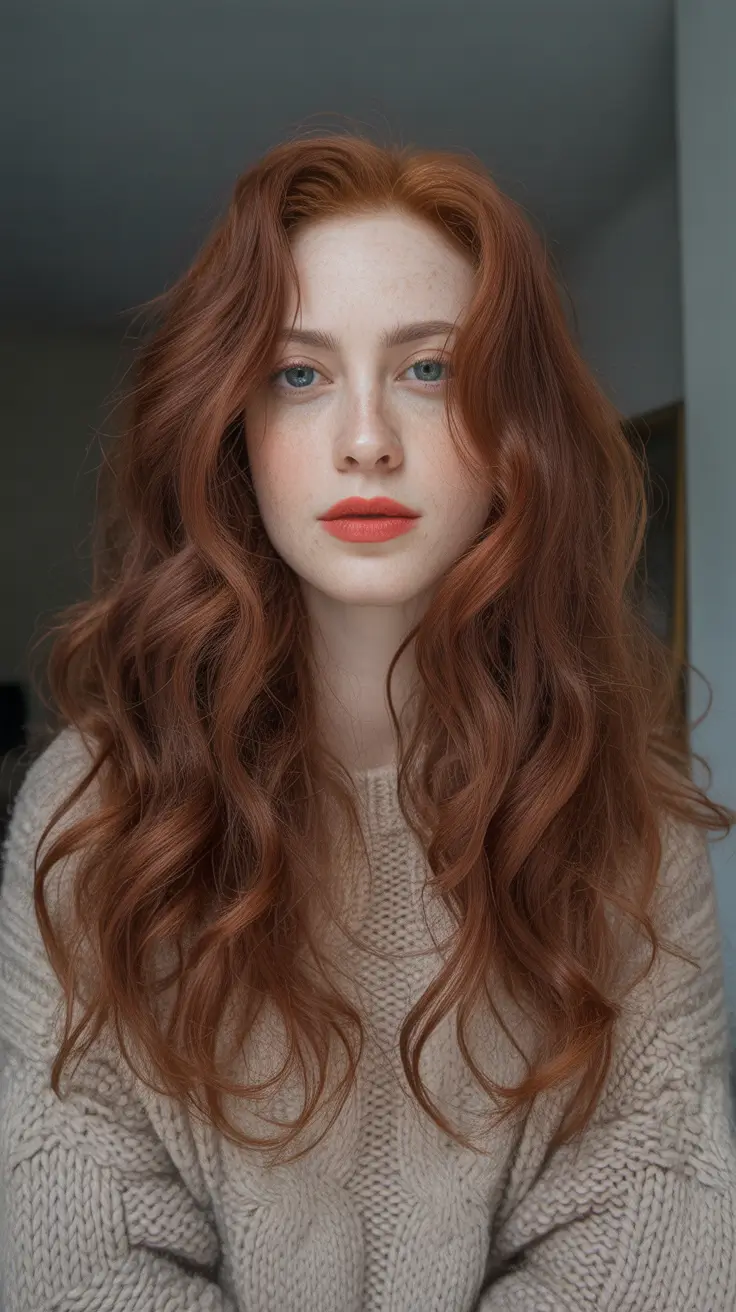 Best Hair Color For Light Skin 2026 - Soft Red Brown Curls With Vintage Vibes