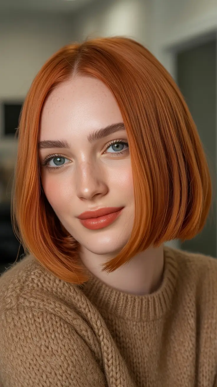 Best Hair Color For Light Skin 2026 - Modern Copper Bob With Minimalist Glam