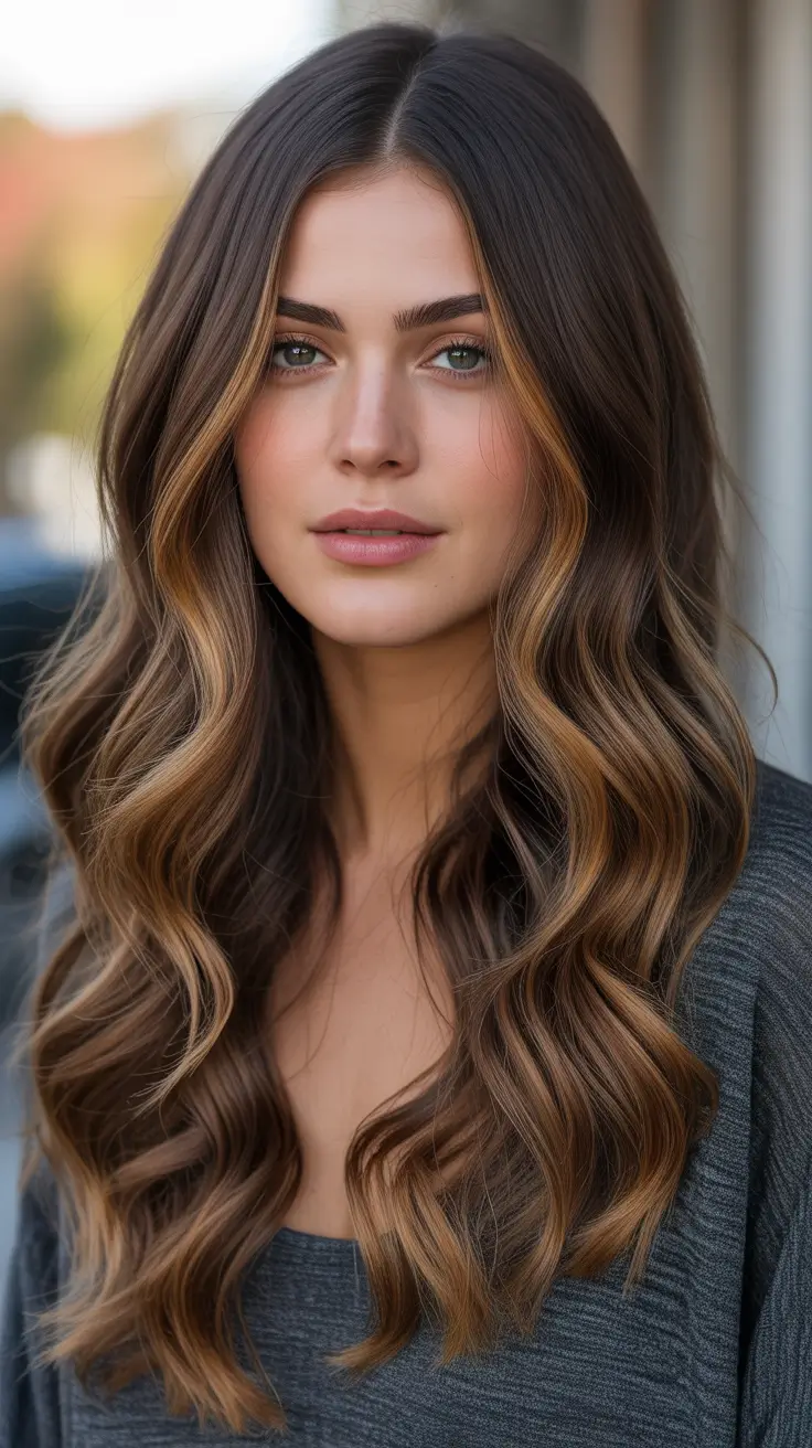 Top hair color trends 2026 - Golden Toffee Balayage For Long Brunettes