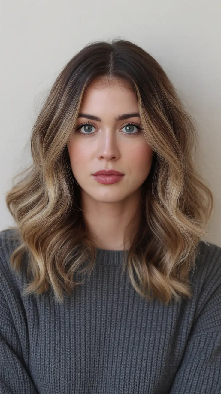 Top Hair Color Trends 2026 You Will See Everywhere - Soft Mushroom Bronde Midi