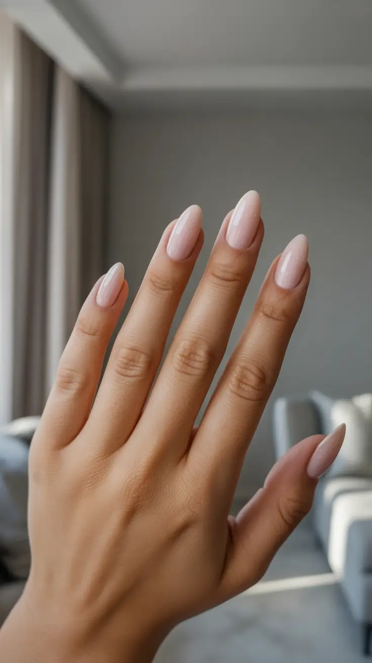 Trending Nail Colors 2026 Soft Milky Nude Almond Nails
