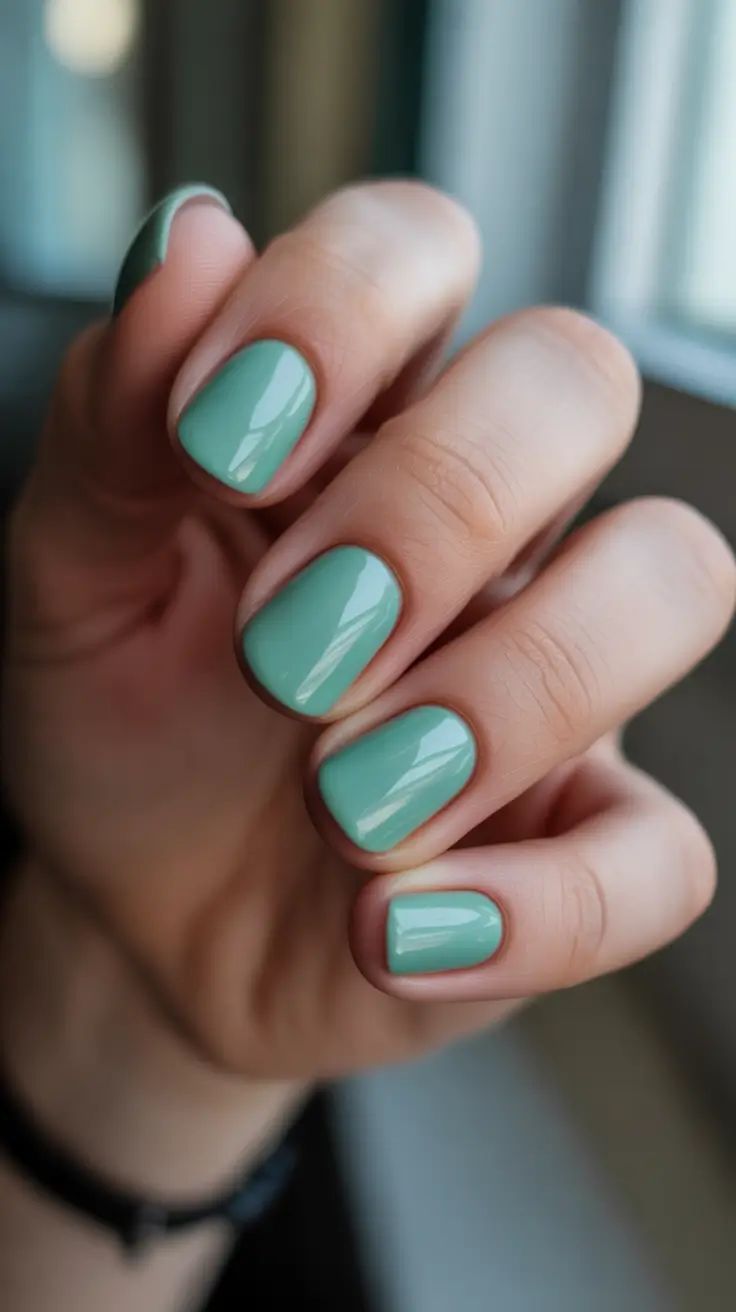Trending Nail Colors 2026 Glossy Mint Sorbet Squares