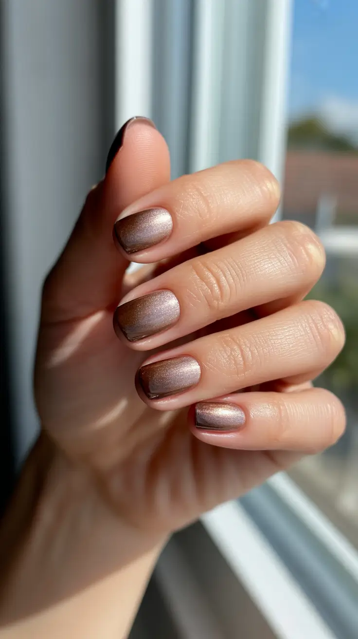 trending nail colors 2026 Champagne Glow Shorties