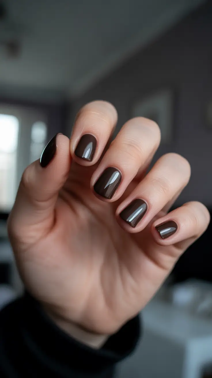 trending nail colors 2026 Rich Hot Chocolate Minimalism