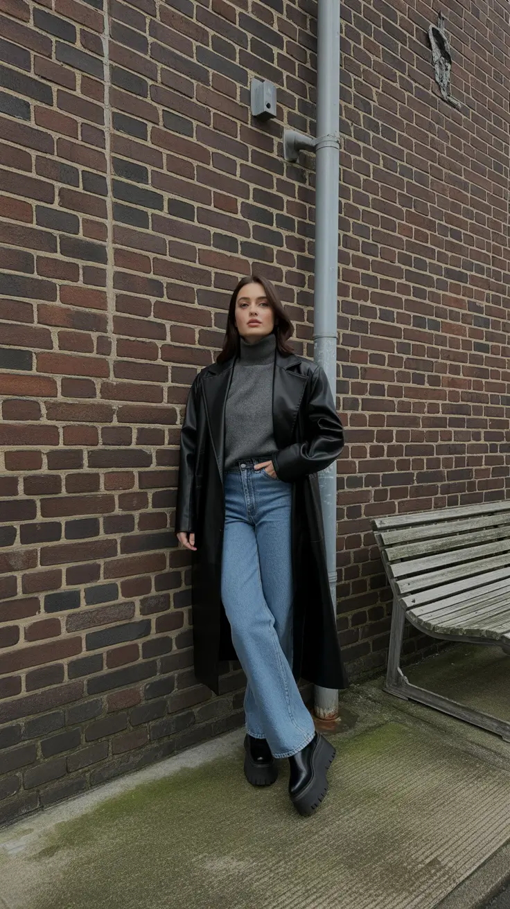 Chic New York outfits 2026 - Slate Knit Under Slick Black