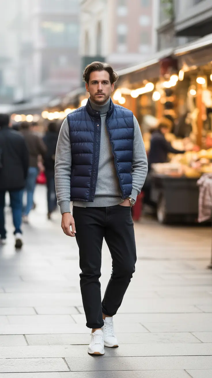 Modern outfits for men 2026 - Street Market Puffer And Turtleneck