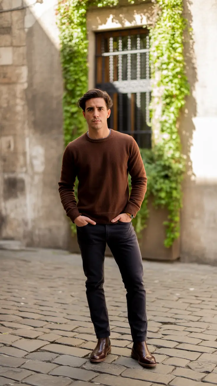 Modern outfits for men 2026 - Rich Knit And Chelsea Boots City Uniform